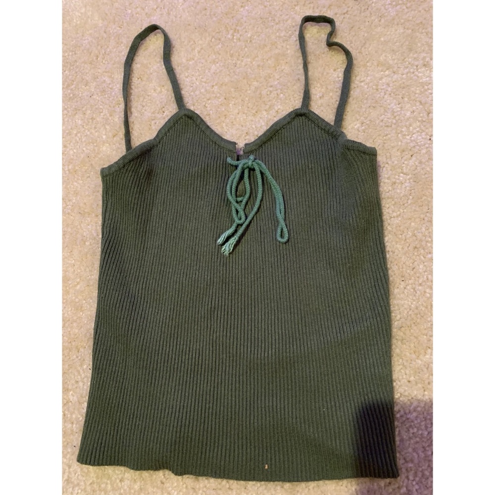 Green crop top tank top